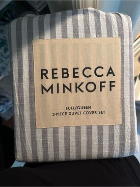 Rebecca Minkoff Gray and White Striped Duvet Cover Set